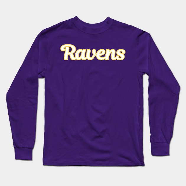 Ravens Script Long Sleeve T-Shirt by twothree